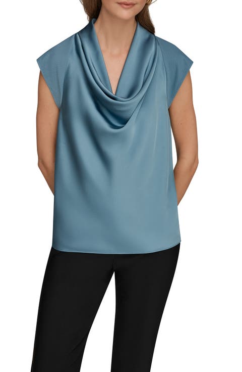 Satin Front Cowl Neck Top