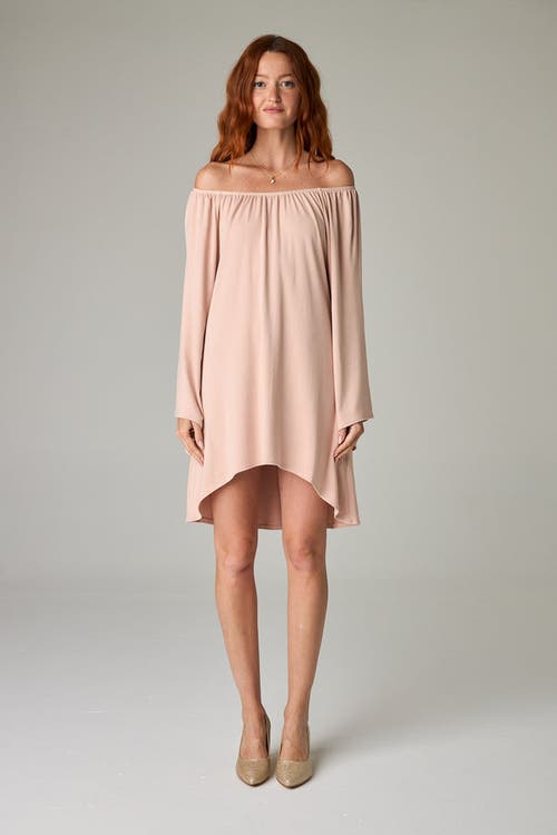 Eavolu Peyto Eco-luxe Rib Off-shoulder Flutter Tunic/dress In Pink