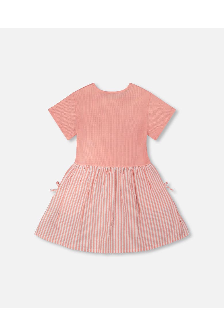 Soft Jersey Short Sleeve Bi-Material Dress, Alternate, color, Peach Pink