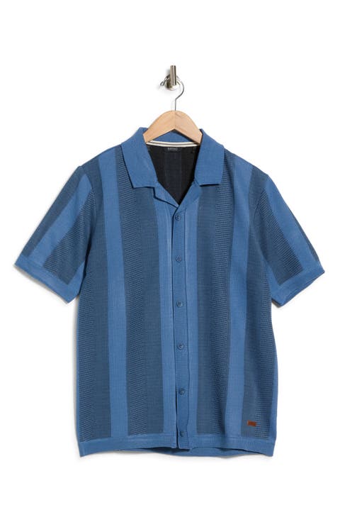 Wotison Short Sleeve Knit Button-Up Shirt