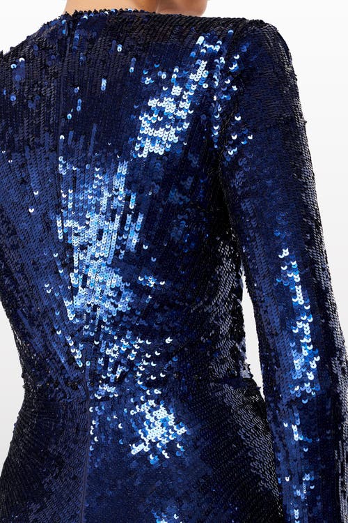Jenny Packham Margot Sequin-embellished Evening Dress In Blue