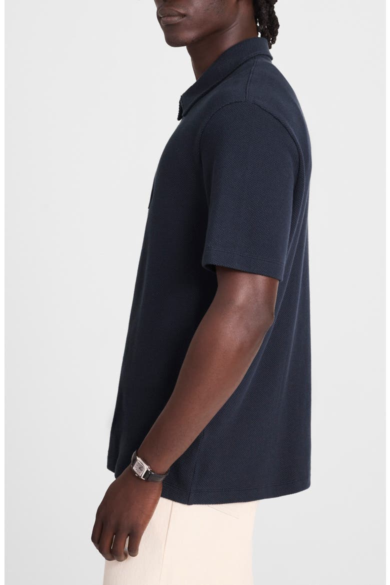 Quarter Zip Pique Polo Shirt, Alternate, color, DARK NAVY