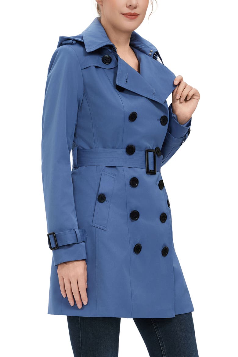 Women's Rosie Hooded Trench Coat, Alternate, color, Cobalt Saphire