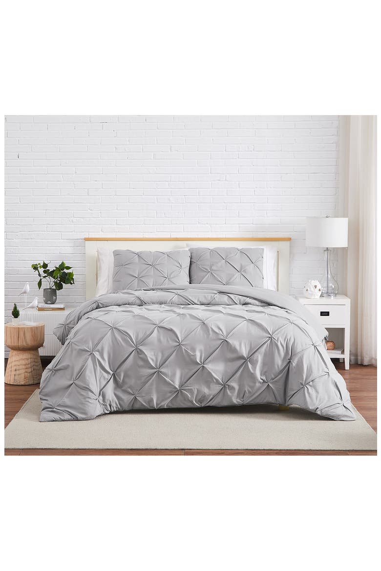 Pinch Pintuck Duvet Cover Set, Main, color, STEEL GREY