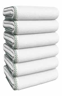 Woven & Weft Border Stitch 6-Piece Cotton Hand Towels