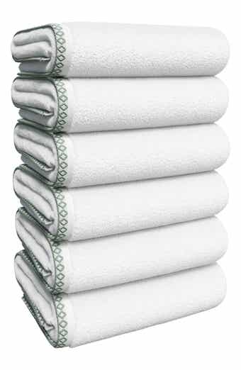 Woven & Weft Border Stitch 6-Piece Cotton Hand Towels