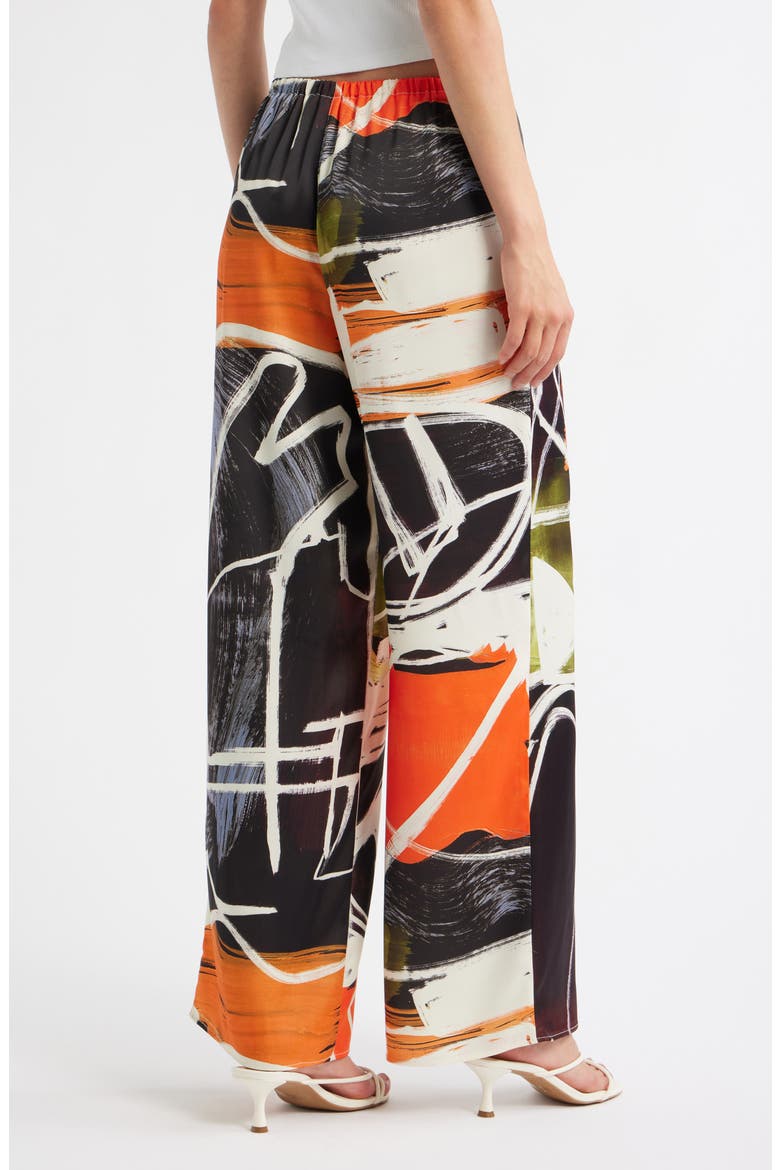 Print Pull-On Wide Leg Pants, Alternate, color, BLACK