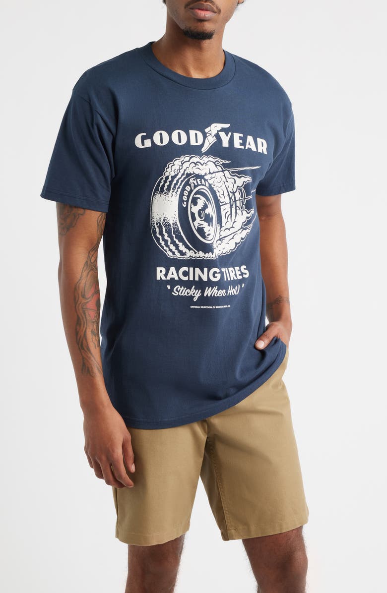 Brixton x Goodyear Cheater Slick Cotton Graphic T-Shirt, Main, color, 
