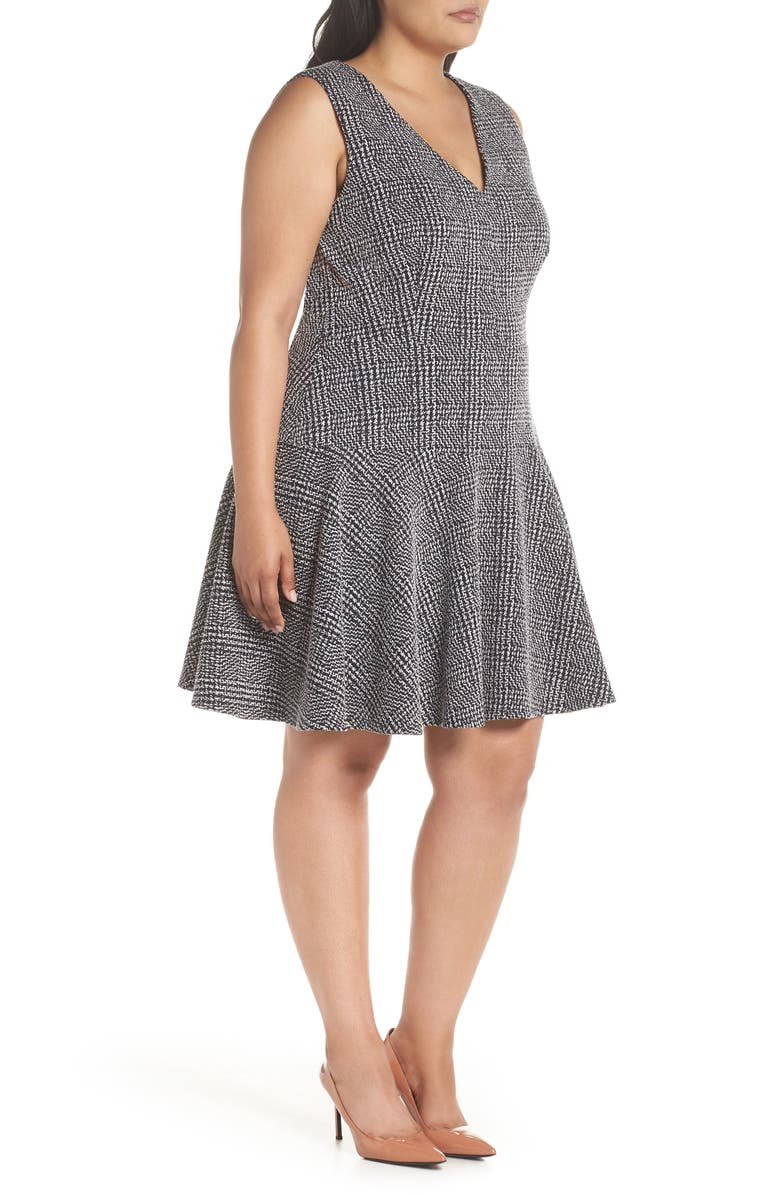 Eliza J Drop Waist Sleeveless Dress, Alternate, color, Navy/ Ivory
