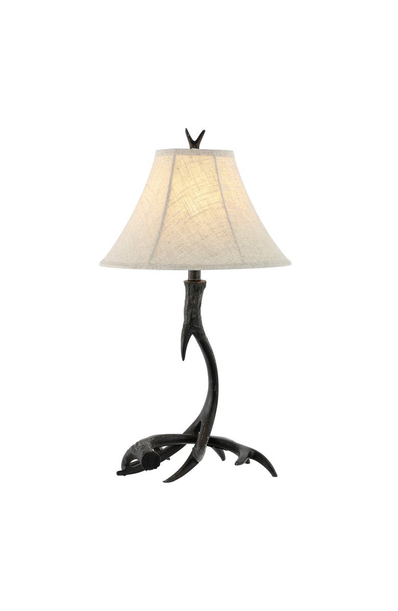 JONATHAN Y Antler 27.5" Rustic Resin LED Table Lamp, Main, color, Black