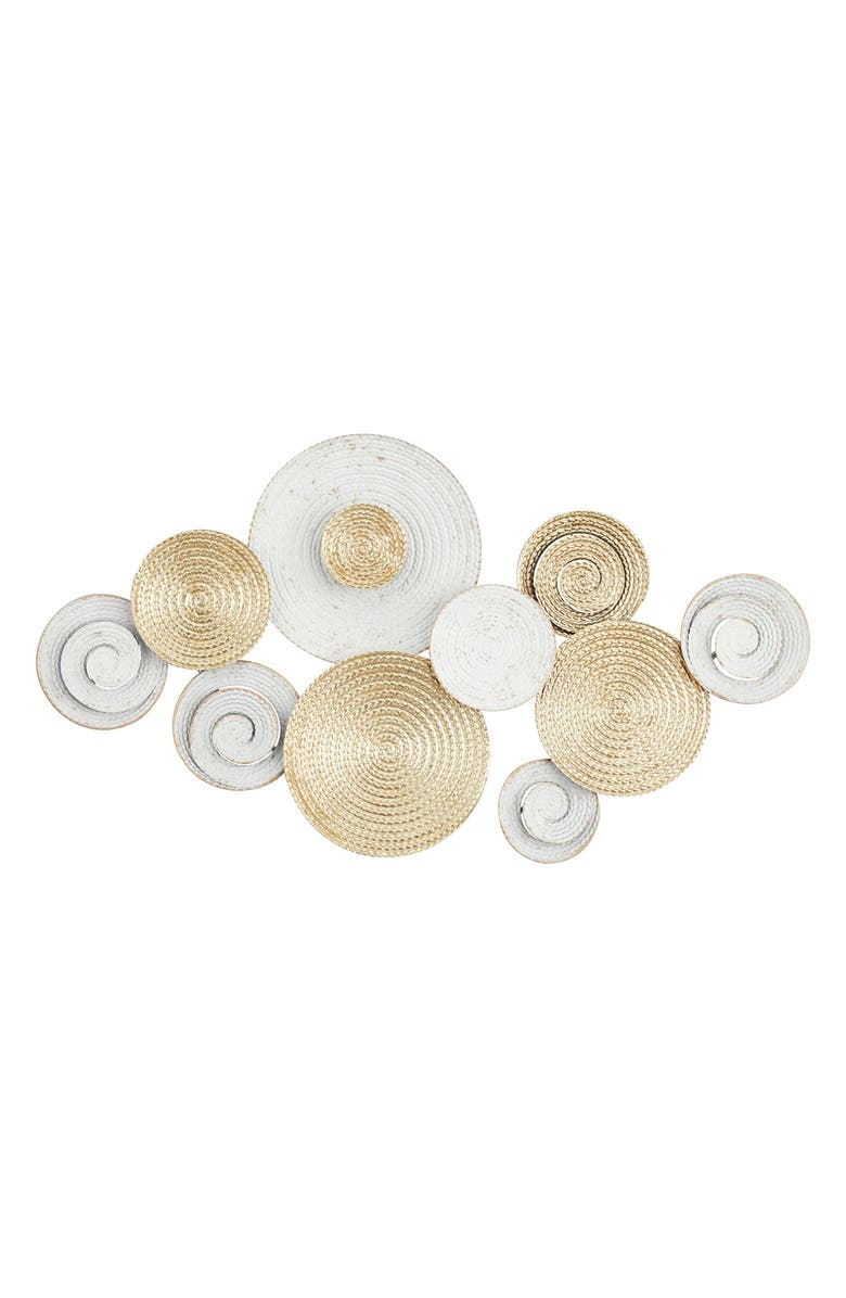 WILLOW ROW Goldtone Metal Radial Plate Wall Decor, Main, color, Gold