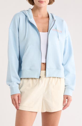 Hurley Coastline Crop Zip Hoodie In Blue