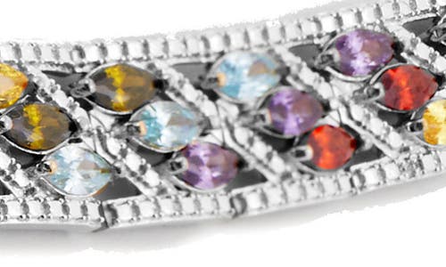 Savvy Cie Jewels Multicolor Cz Channel Bracelet In Metallic