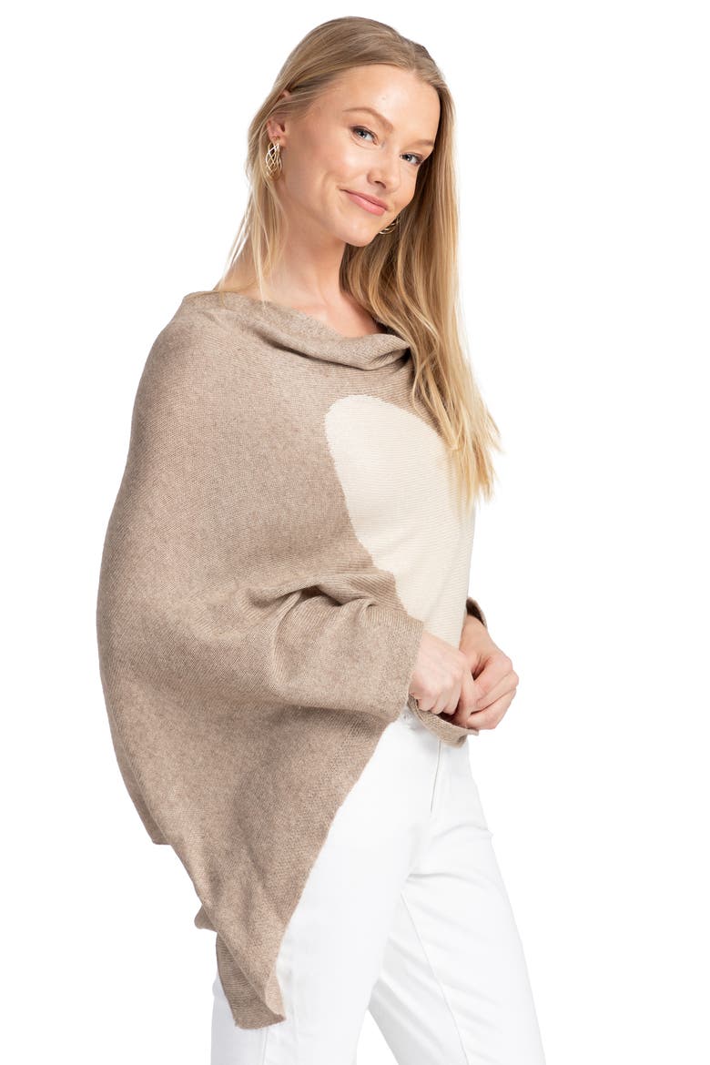 Heart Silk & Cashmere Poncho, Alternate, color, CAMEL