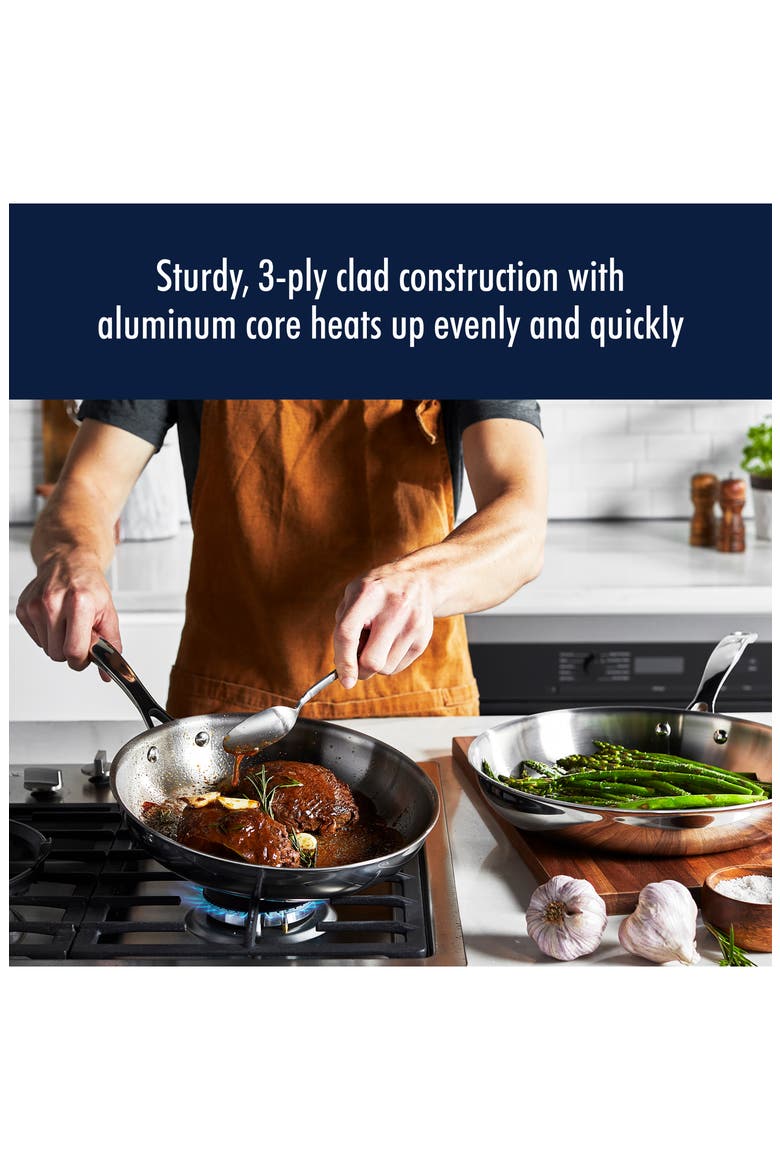 Clad H3 Two-Piece Stainless Steel Frying Pan Set, Alternate, color, SILVER