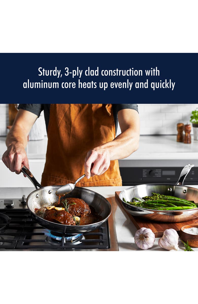 HENCKELS CUTLERY Clad H3 Two-Piece Stainless Steel Frying Pan Set, Alternate, color, Silver