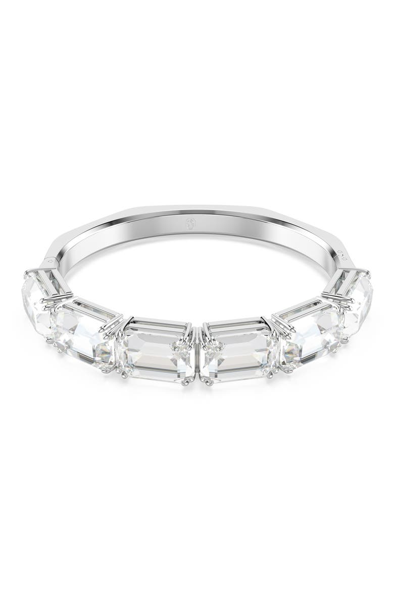 Millenia Octagon Crystal Bangle Bracelet, Main, color, WHITE/ SILVER