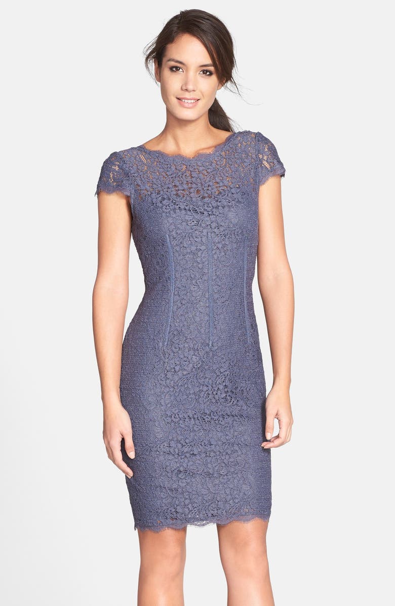 Adrianna Papell Seam Detail Lace Cocktail Dress, Main, color,