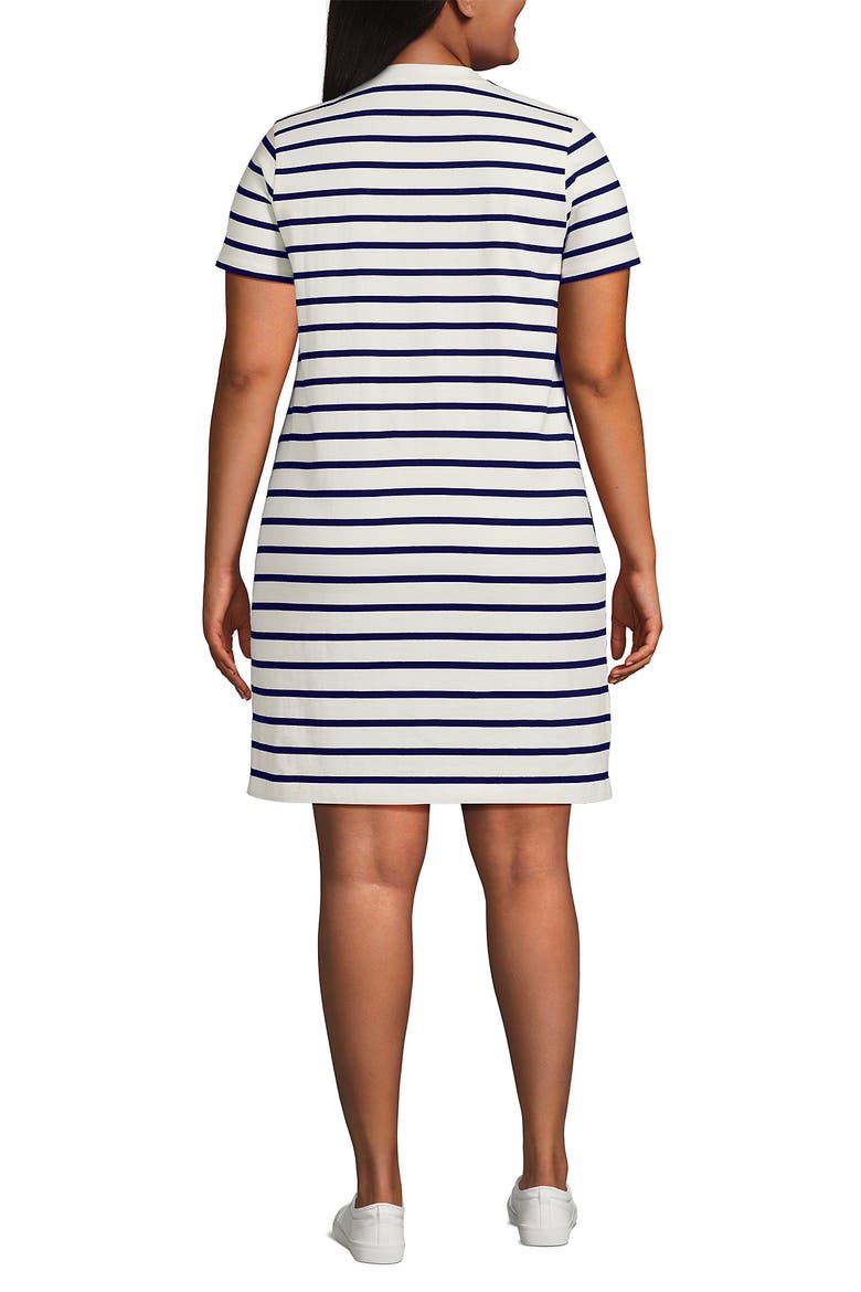 Cotton Jersey Crew Neck T Shirt Dress, Alternate, color, Ivory/Deep Sea Spaced Stripe