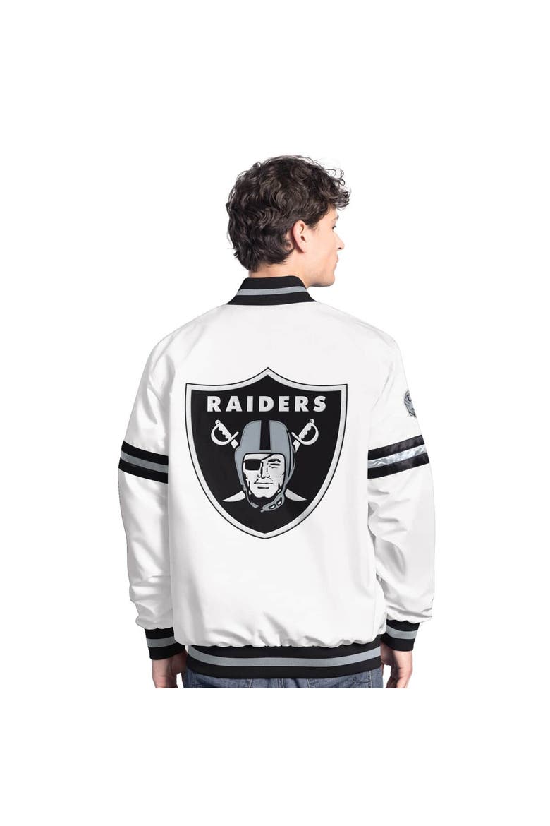 Men's Starter  White Las Vegas Raiders Scout Full-Snap Varsity Jacket, Alternate, color, White