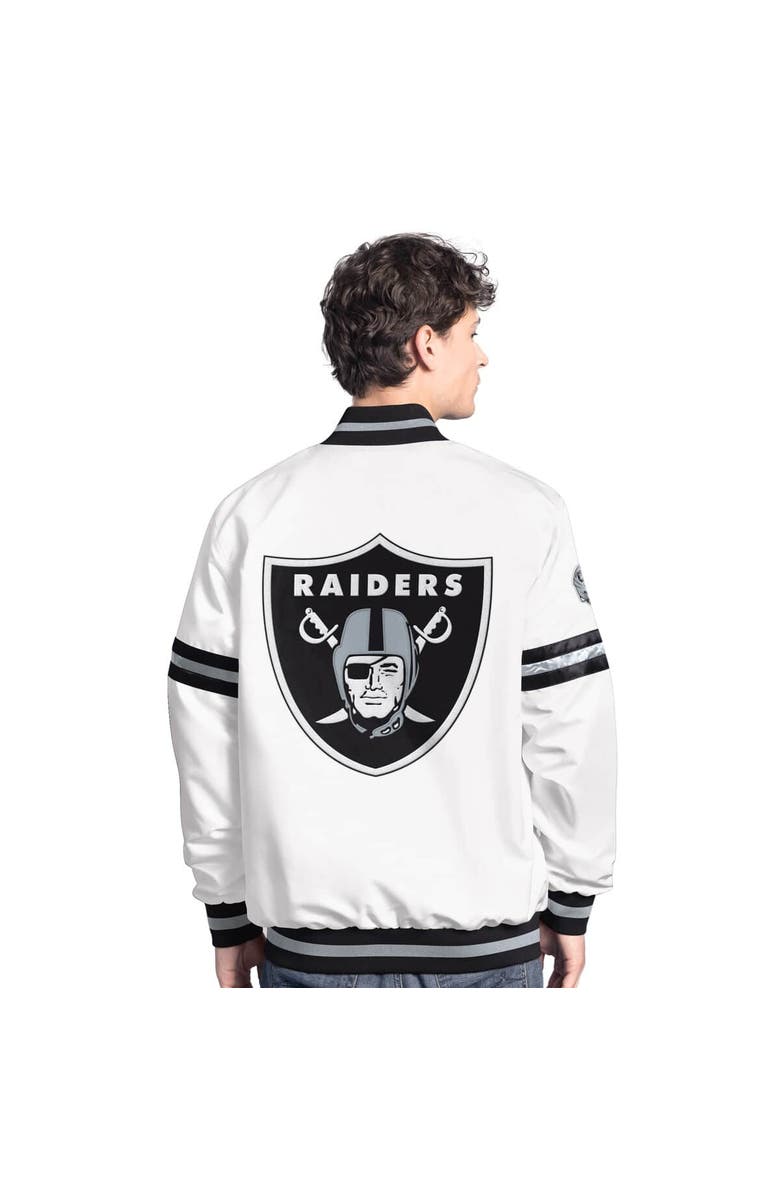STARTER Men's Starter  White Las Vegas Raiders Scout Full-Snap Varsity Jacket, Alternate, color, White