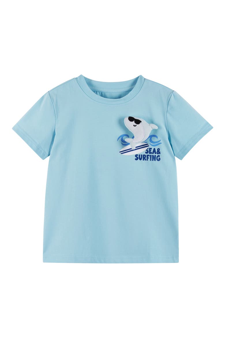 Kids' Sea & Surfing Graphic T-Shirt, Main, color, BLUE SHARK