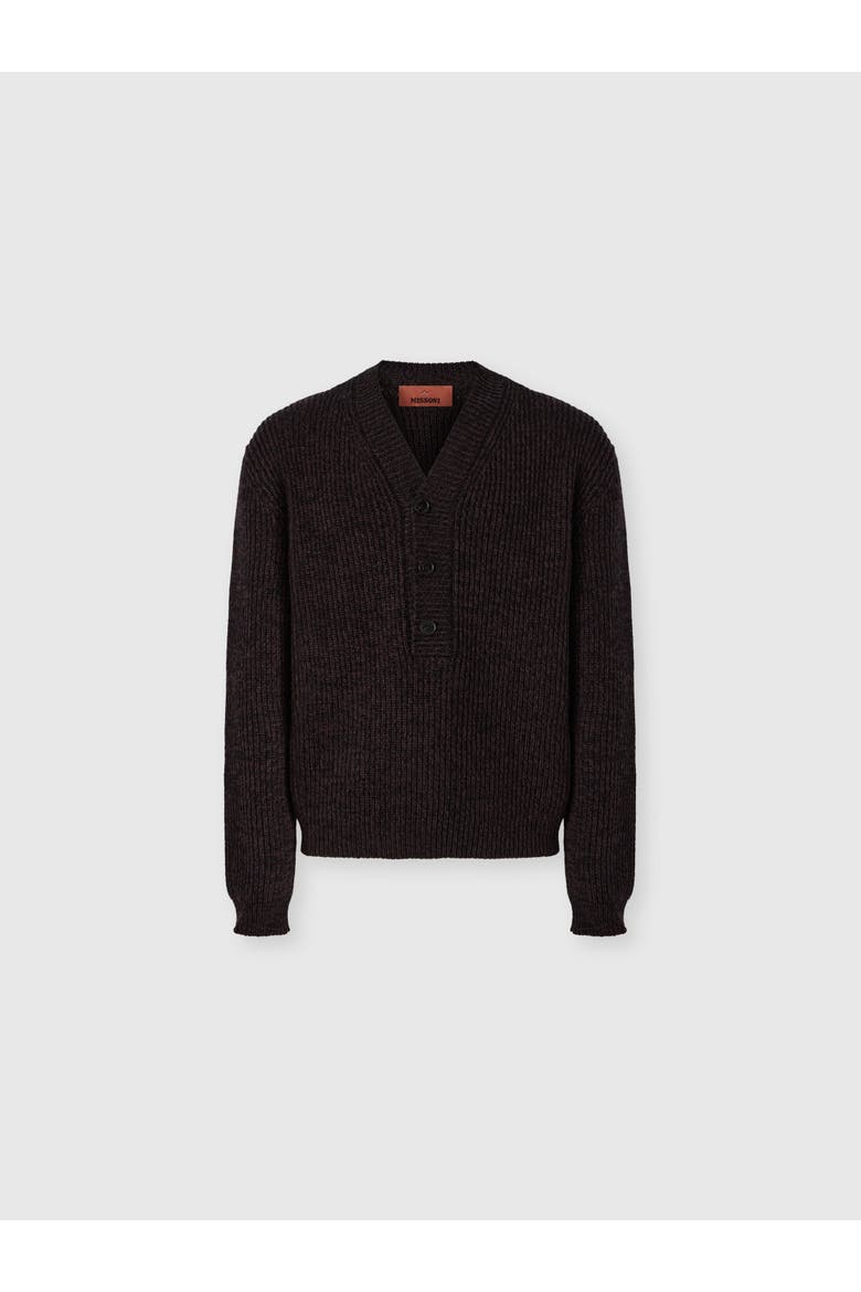 Wool And Viscose Mélange V-neck Pullover, Main, color, Brown