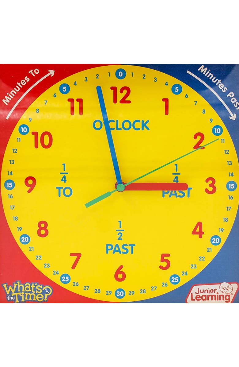 Junior Learning What's The Time Classroom Clock Educational Toy, Alternate, color, Multicolored