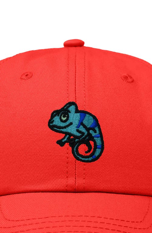 Dalix Chameleon Embroidered Dad Hat In Red
