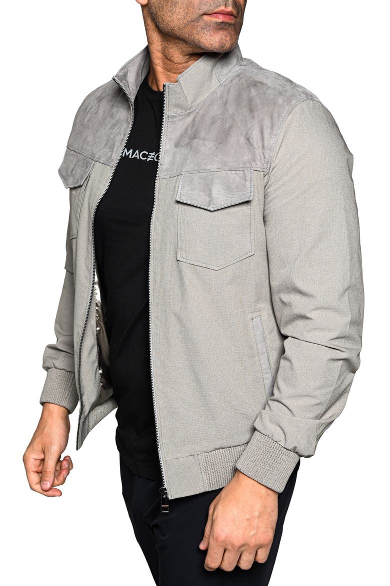 Suede Trim Jacket, Alternate, color, GREY