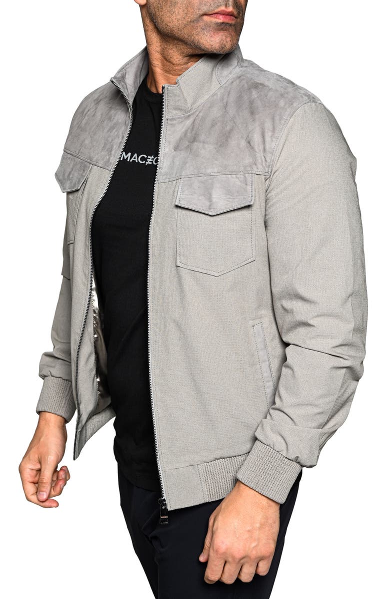Maceoo Suede Trim Jacket, Alternate, color, Grey