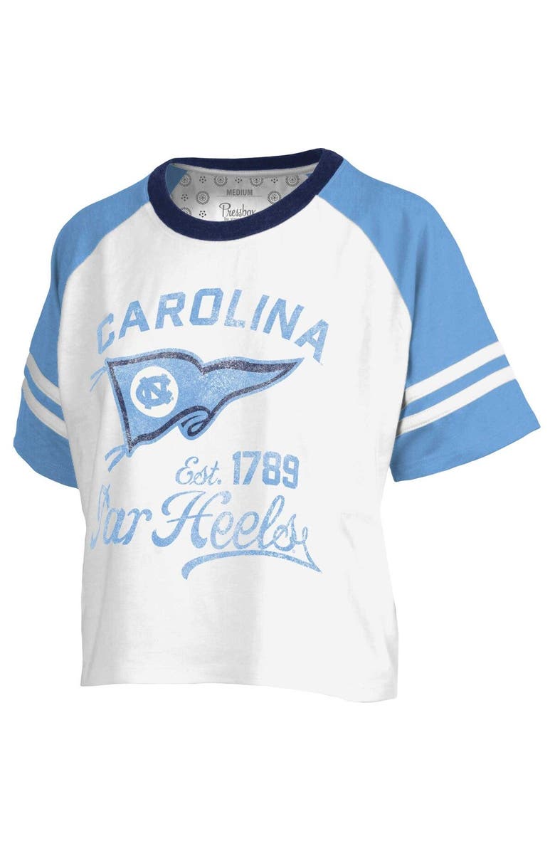 PRESSBOX Women's Pressbox White North Carolina Tar Heels Melange Beaumont Cropped Raglan T-Shirt, Main, color, 