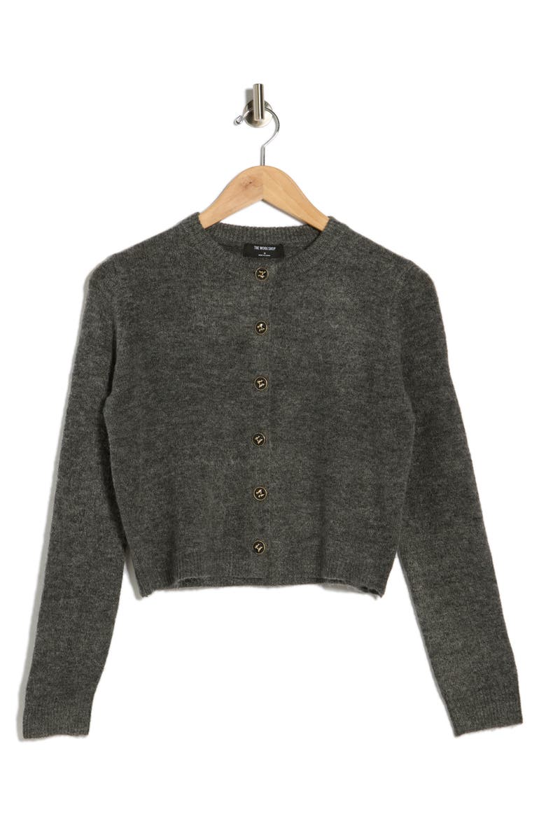 Blu Pepper Ribbon Button Crop Cardigan, Alternate, color, Charcoal