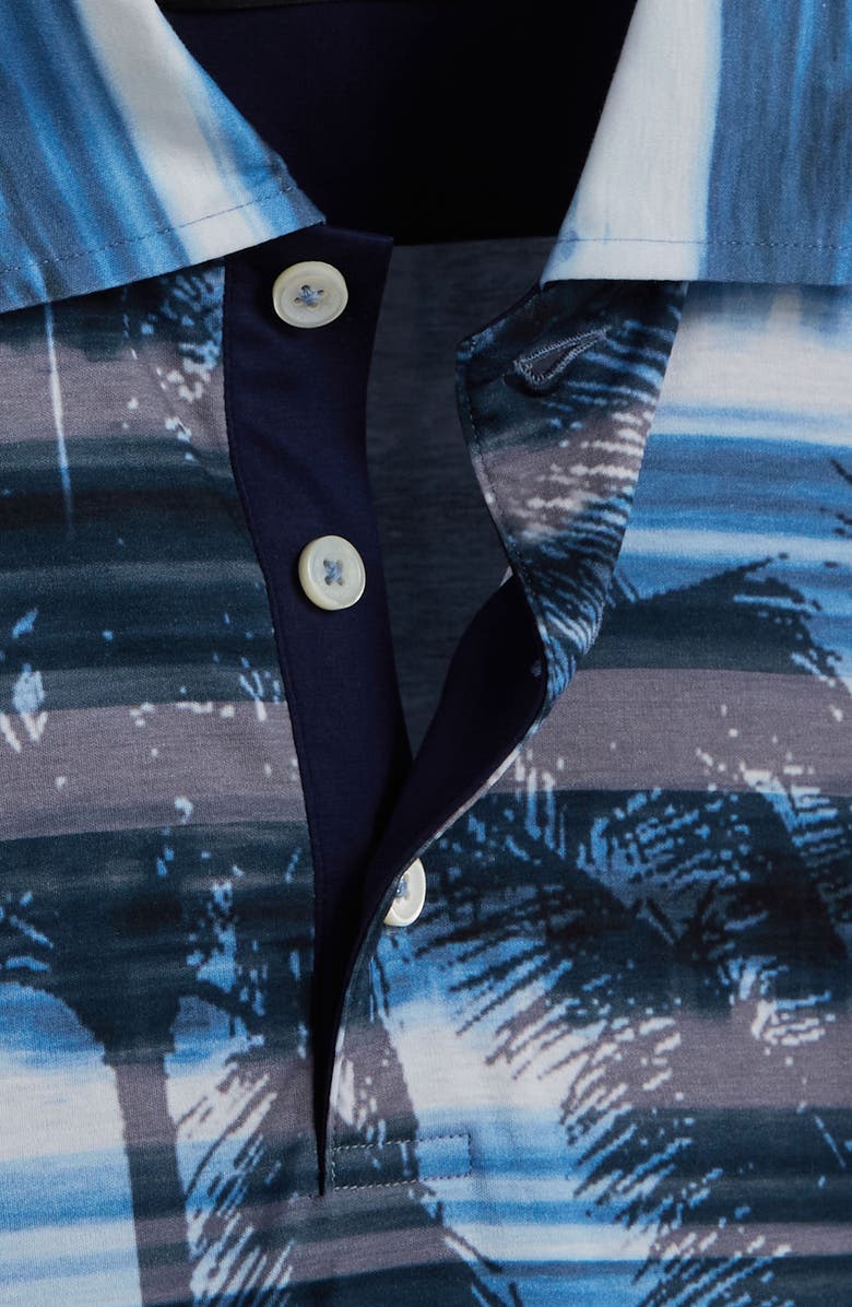 Bugatchi Hendrix Digital Print Pima Cotton Polo, Alternate, color, Azure