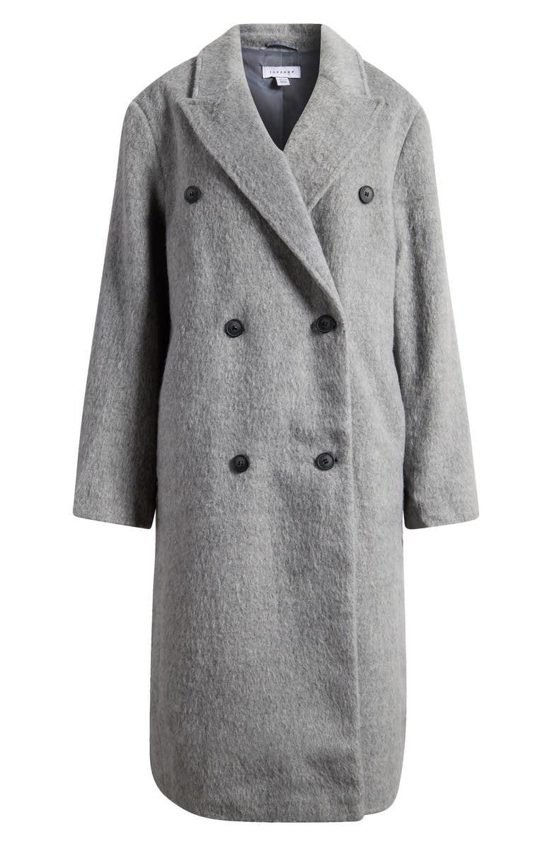 Topshop Brushed Double Breasted Coat, Alternate, color,
