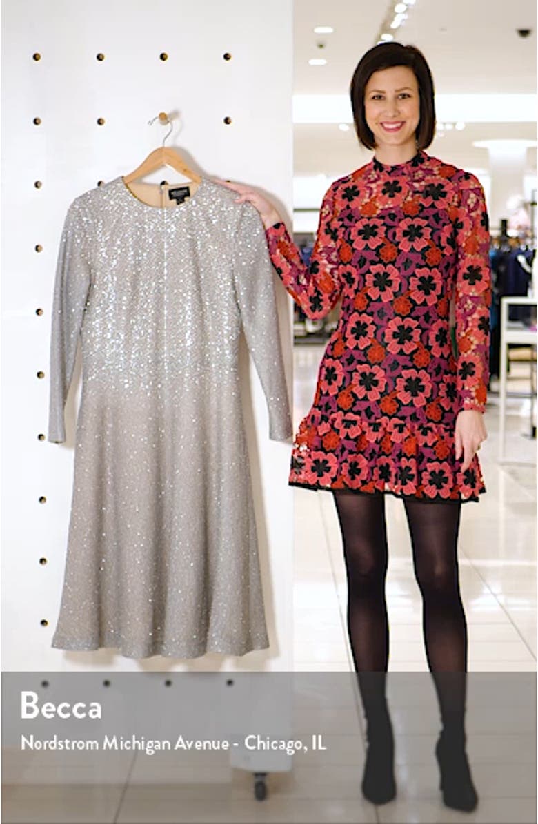 Embellished Netting Knit Fit & Flare Dress, sales video thumbnail