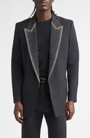 AMIRI Crystal Embellished Lapel Single Breasted Blazer