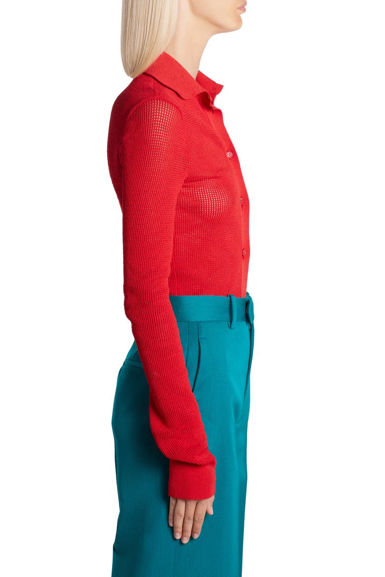 Pointelle Knit Mesh Shirt, Alternate, color, NAIL POLISH
