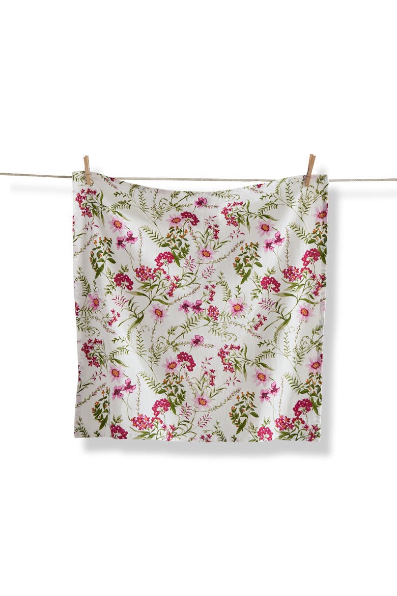 Artisona Blossom Multi Cotton Flour Sack Dishtowel 27x27 in, Main, color, White