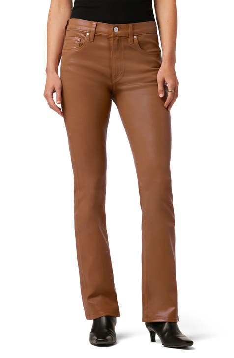 Barbara Coated High Waist Bootcut Jeans (Caramel Cafe)