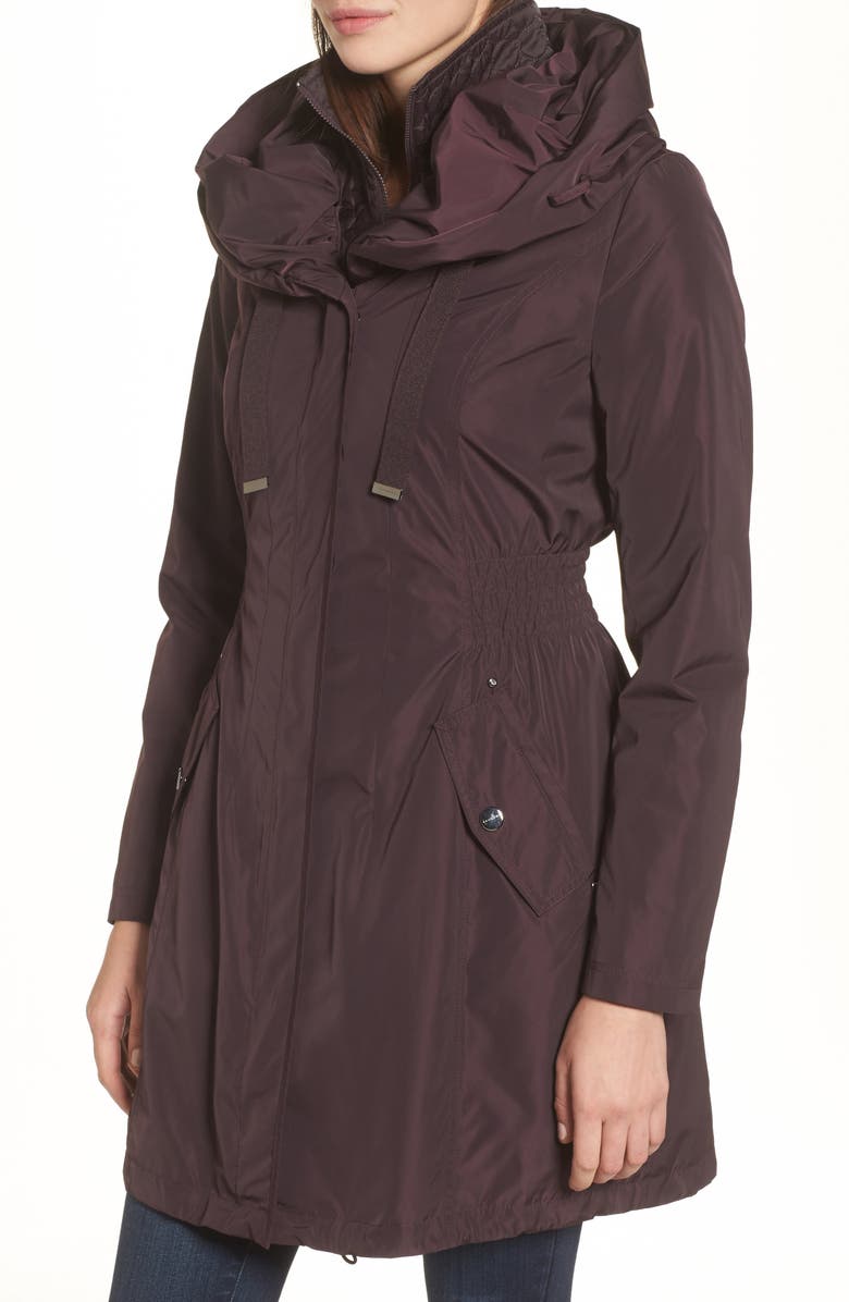 Laundry by Shelli Segal Pillow Collar Raincoat with Detachable Quilted Hooded Bib Insert, Alternate, color, 