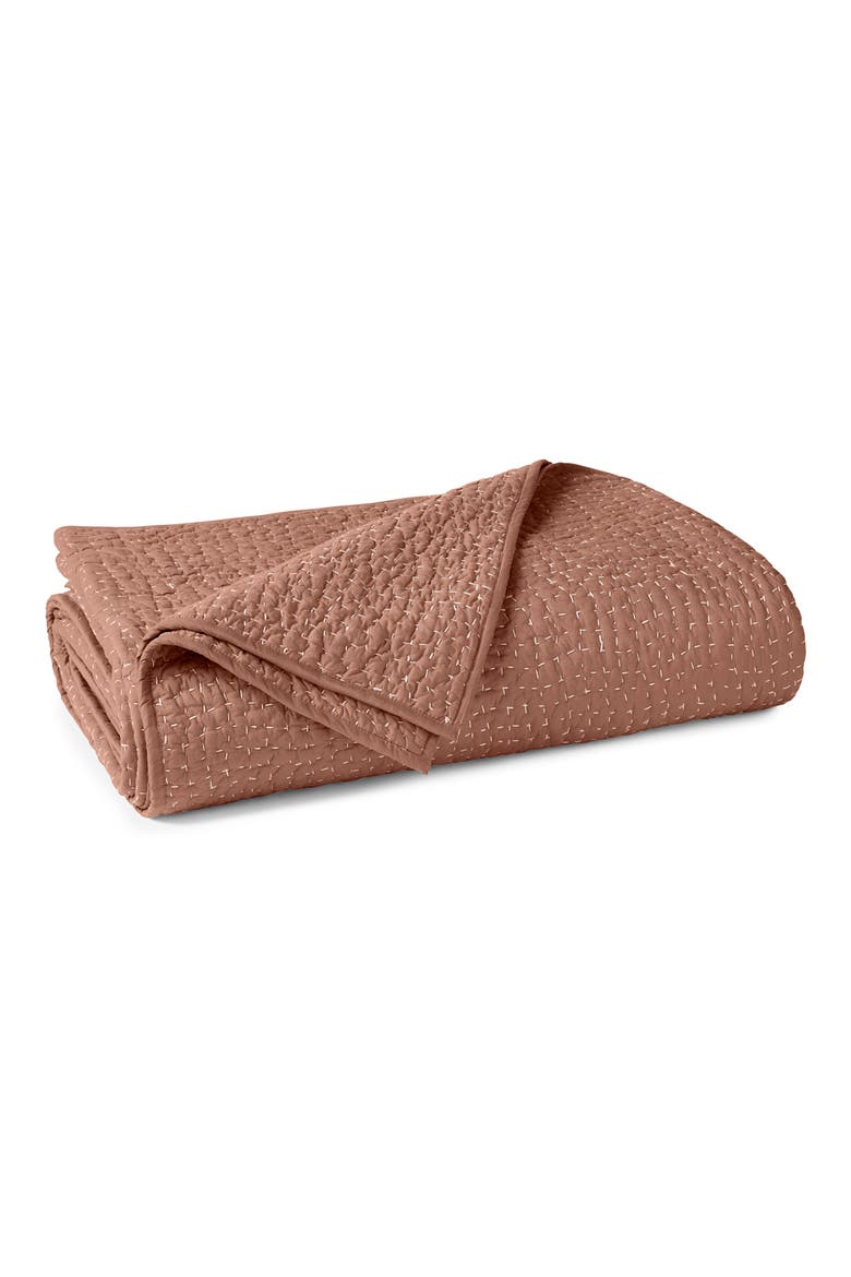 Pebbled Handstitched Organic Cotton Quilt, Main, color, PRALINE