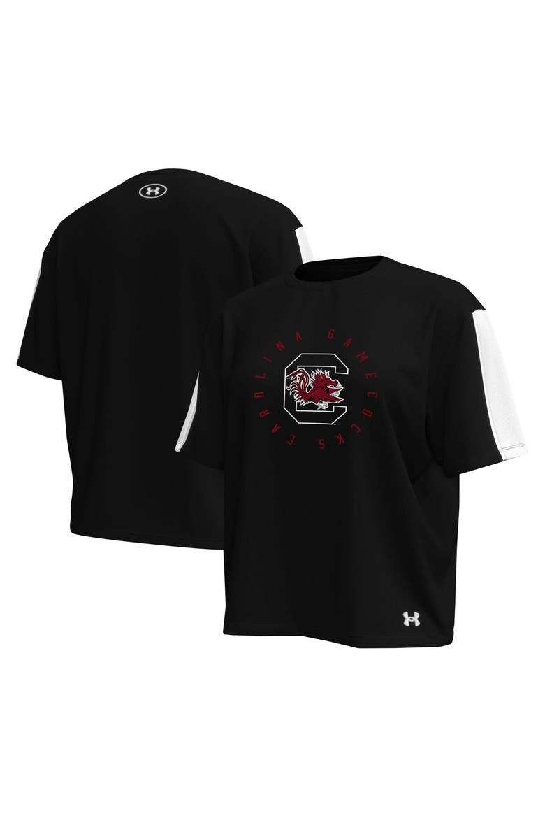 Women's Under Armour Black South Carolina Gamecocks Challenger Waist Length Boxy Oversized T-Shirt, Alternate, color, Black