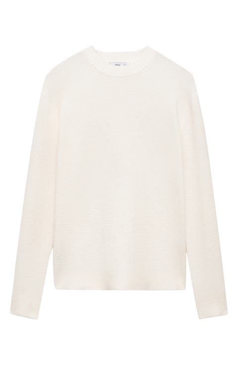 Waffle Texture Crewneck Sweater