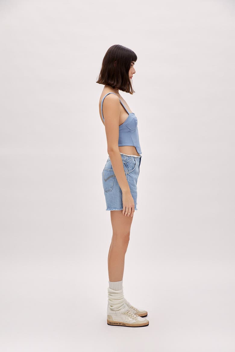 Cotton Woven Corset Top, Alternate, color, BLUE