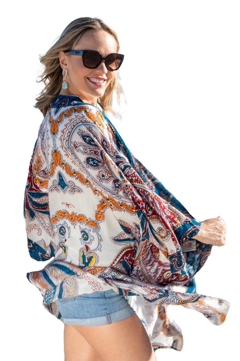 Medallion Midi Duster, Alternate, color, BLUE