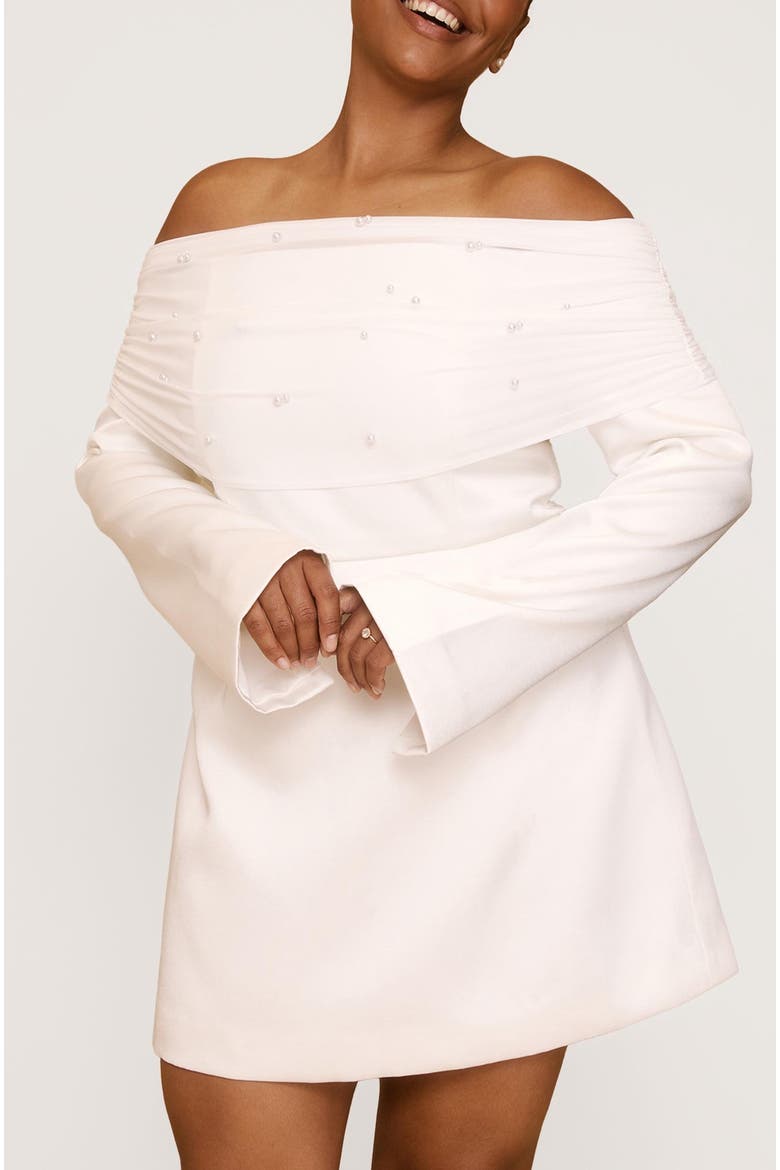 Bardot Mini Dress, Alternate, color, Soft White