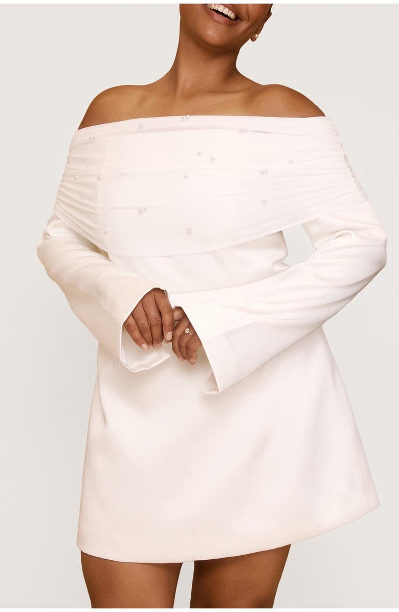 Six Stories Bardot Mini Dress, Alternate, color, Soft White