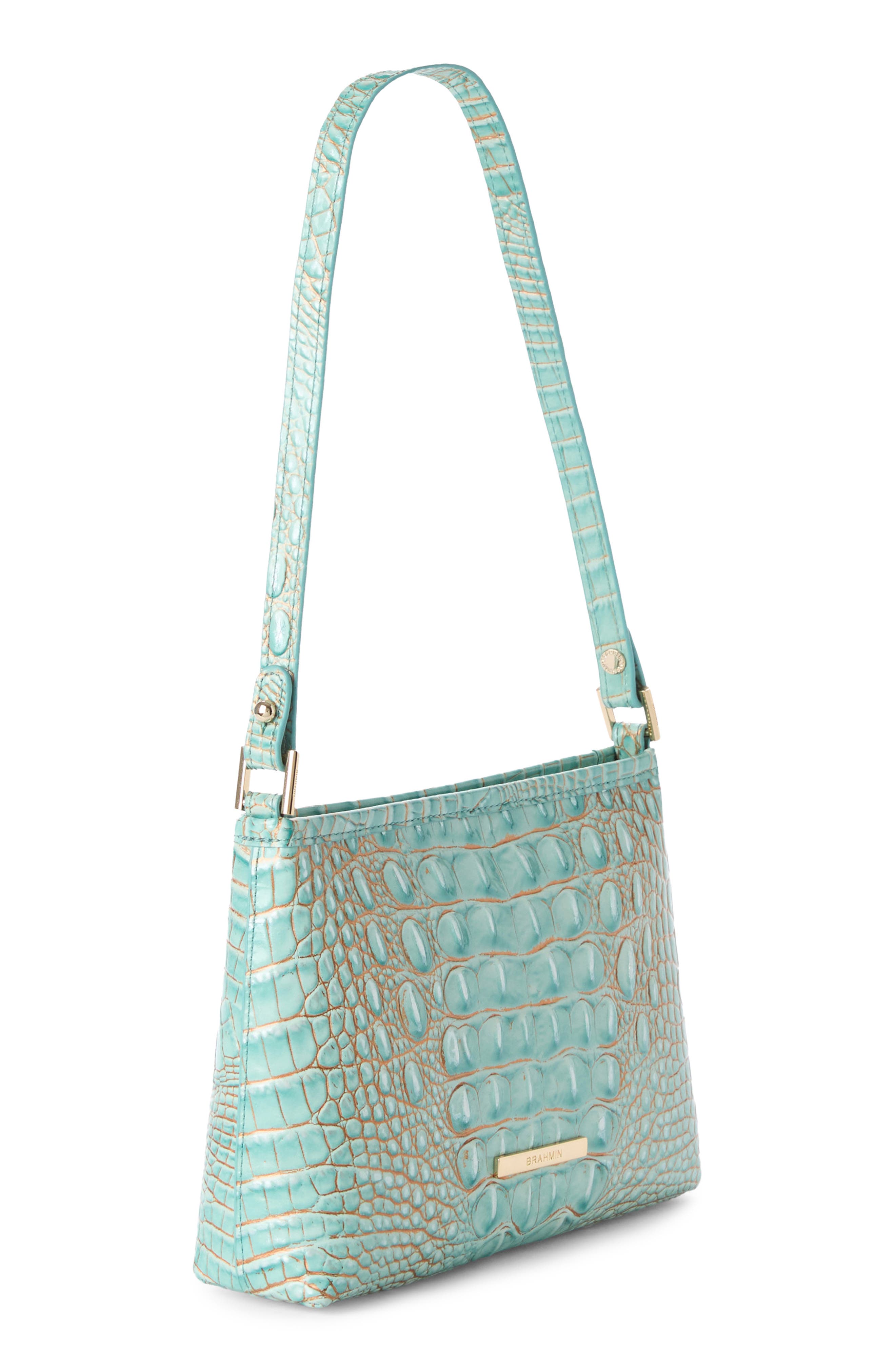 Brahmin Lorelei Croc Embossed Leather Shoulder Bag, Alternate, color, 