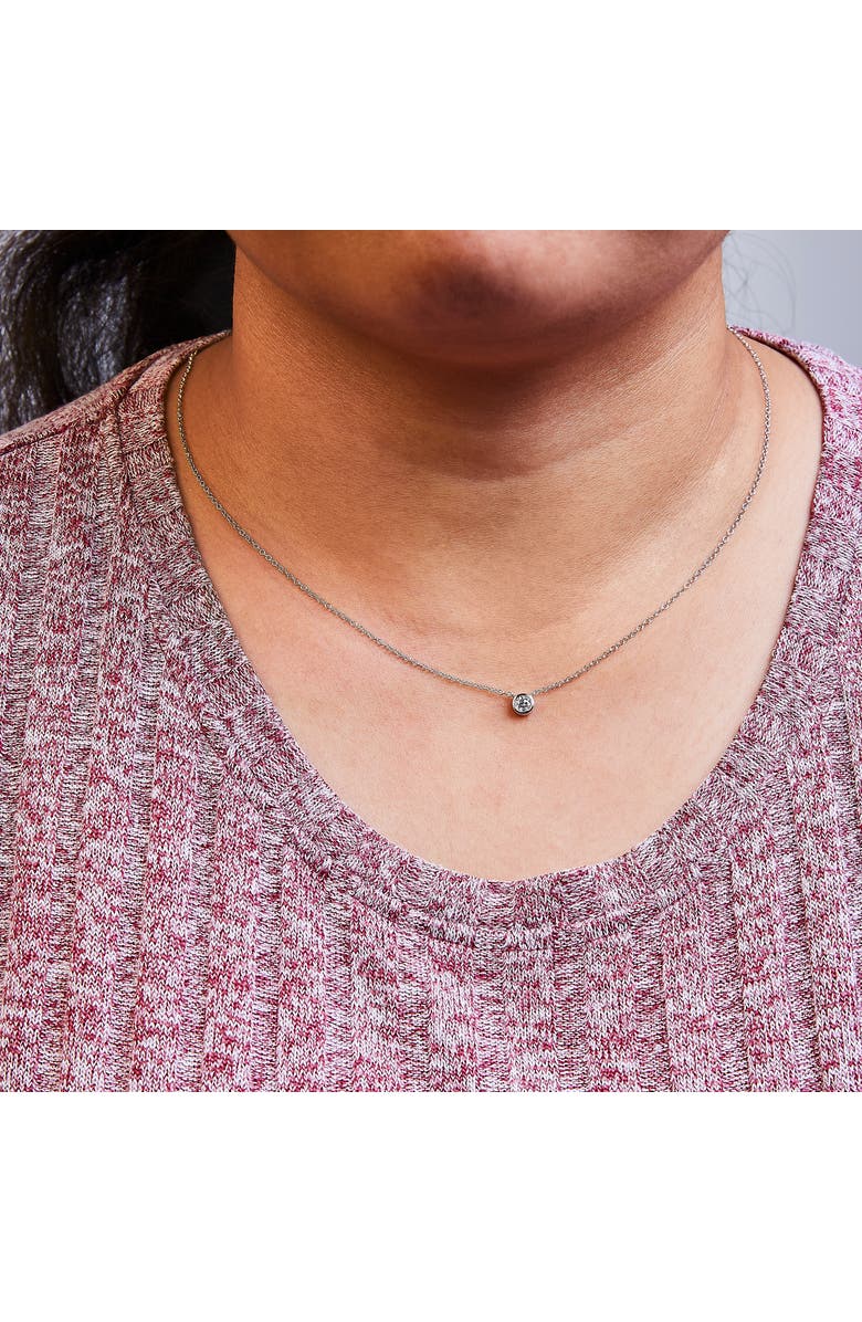 Haus of Brilliance 10K Gold 1/5 Cttw Diamond Bezel-Set Solitaire Pendant Necklace, Alternate, color, White